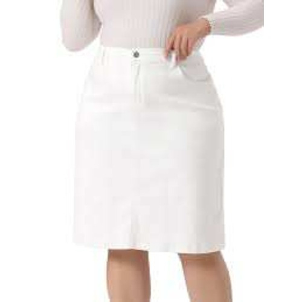 C. Est. 1946 16W White Denim Skirt Women's Plus Stretch Casual